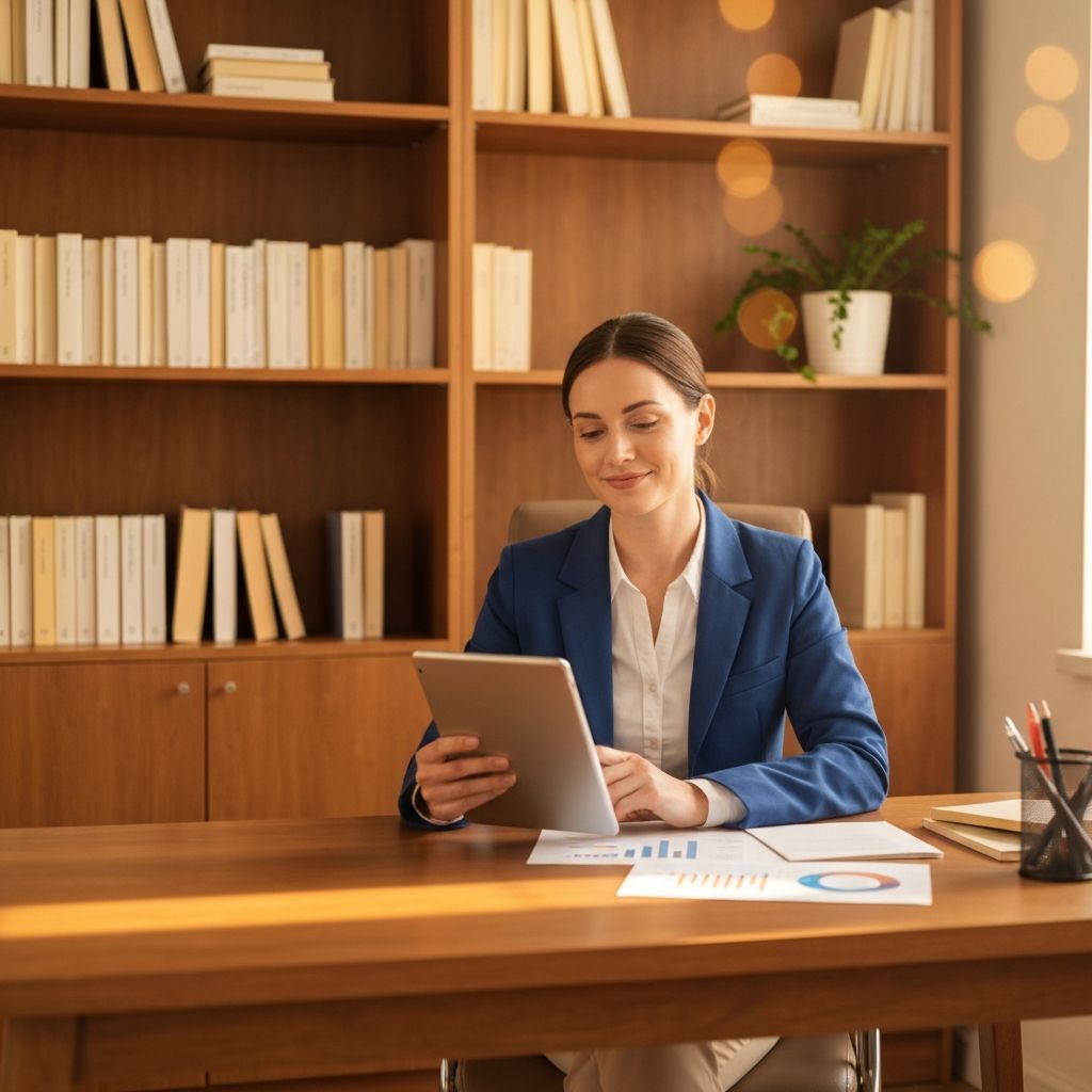 Clinic manager reviewing analytics